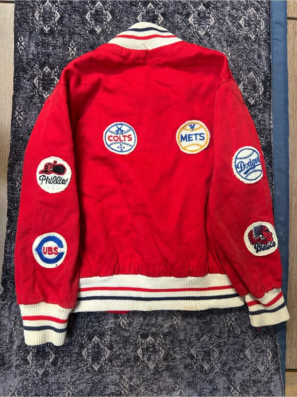 Vintage Kids' Bomber Jacket with MLB Baseball Patches